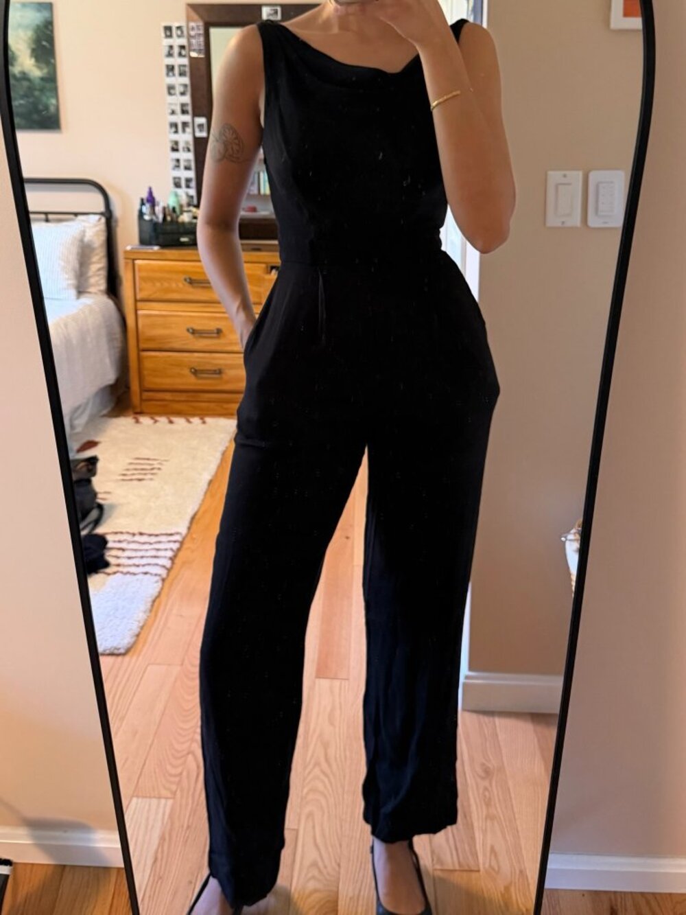 Reformation Black Cowl Neck Jumpsuit Size 0